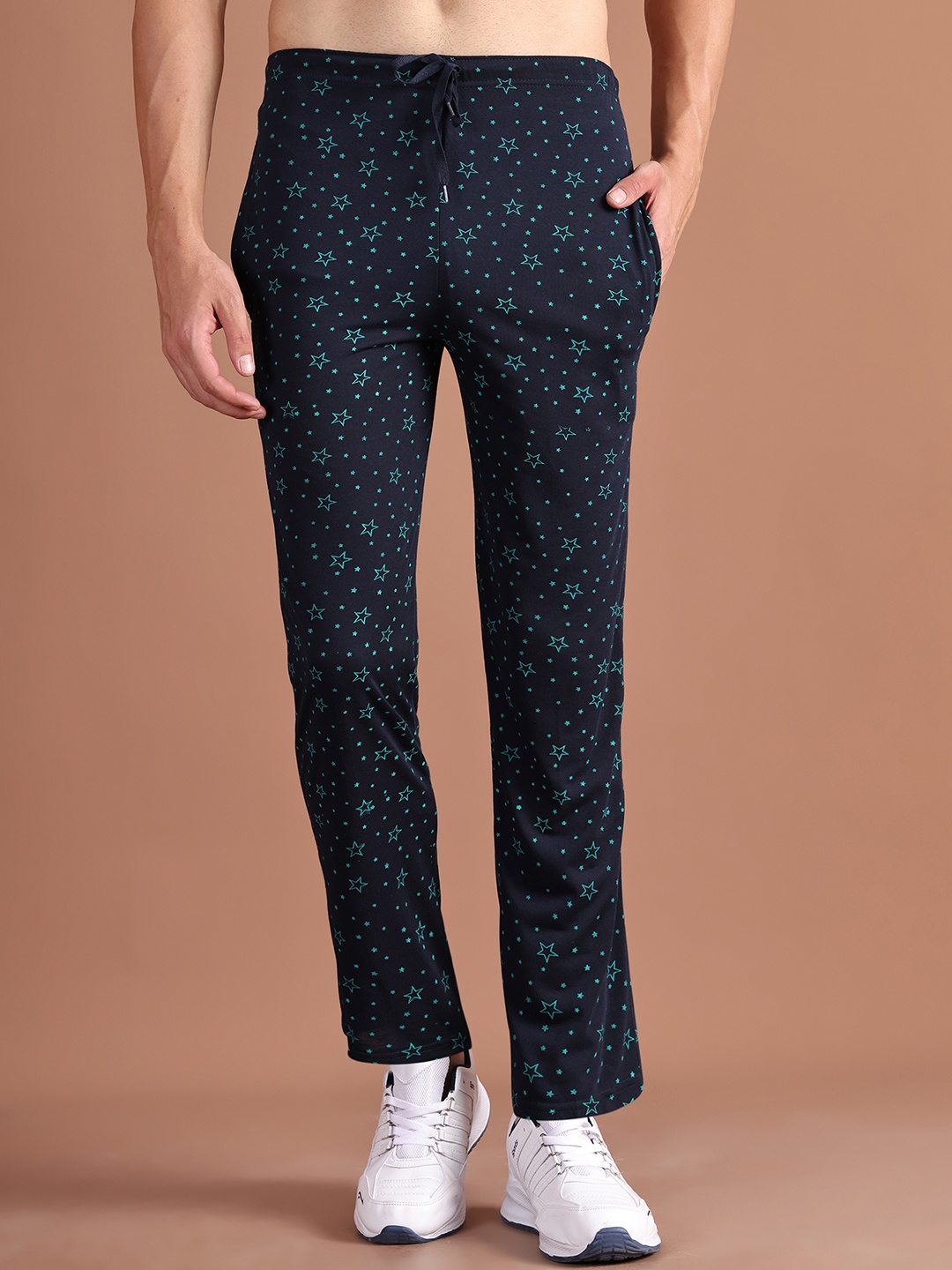 

MACK JONNEY Men Navy Blue & Green Printed Track Pants