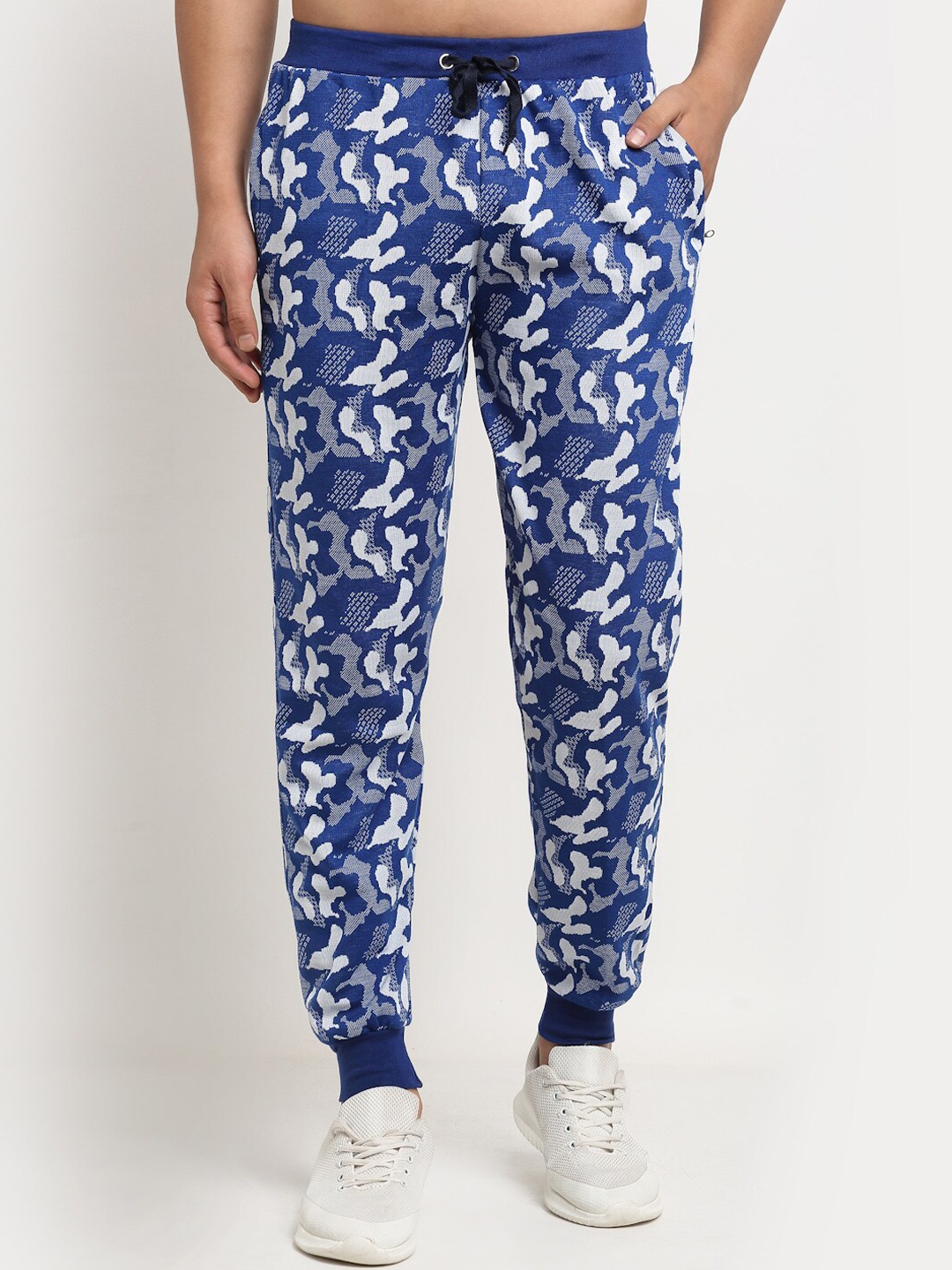 

VIMAL JONNEY Men Blue & White Printed Joggers