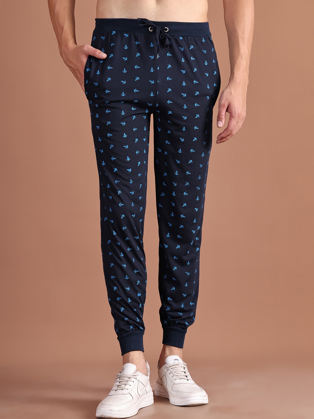 

MACK JONNEY Men Navy Blue Printed Joggers