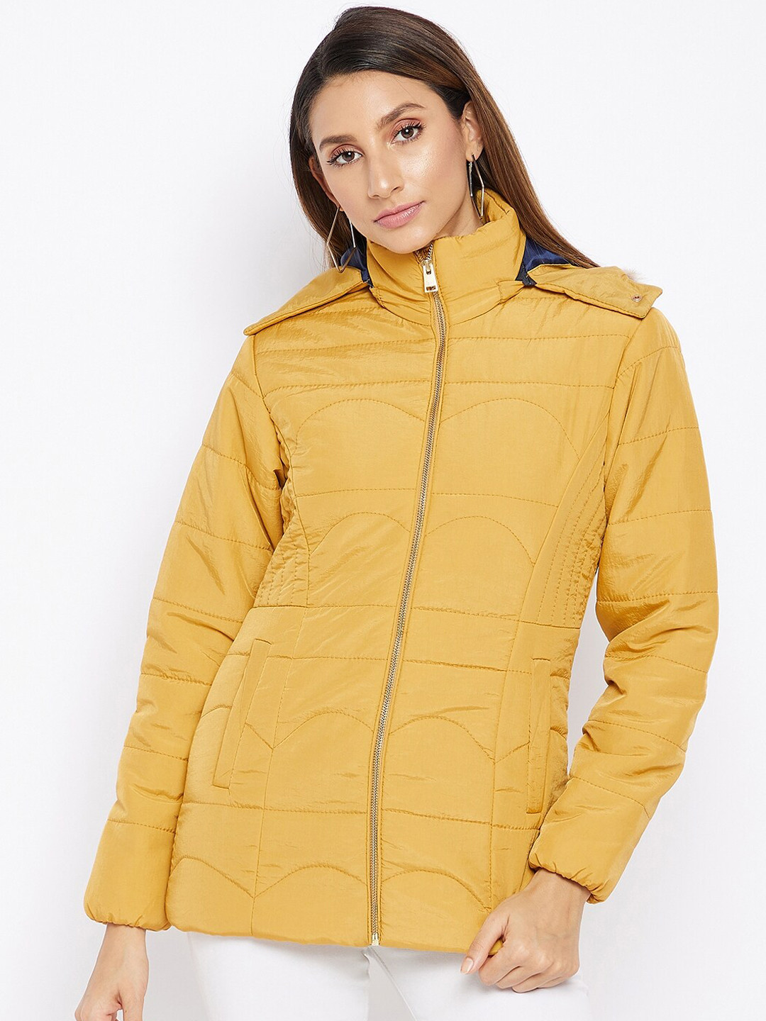 

Spirit Women Mustard Windcheater & Water Resistant Longline Puffer Jacket