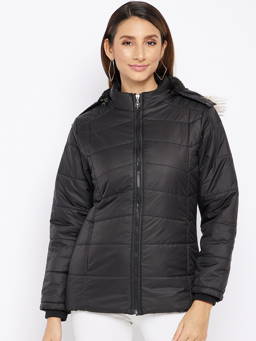 

Spirit Women Black Windcheater and Water Resistant Parka Jacket