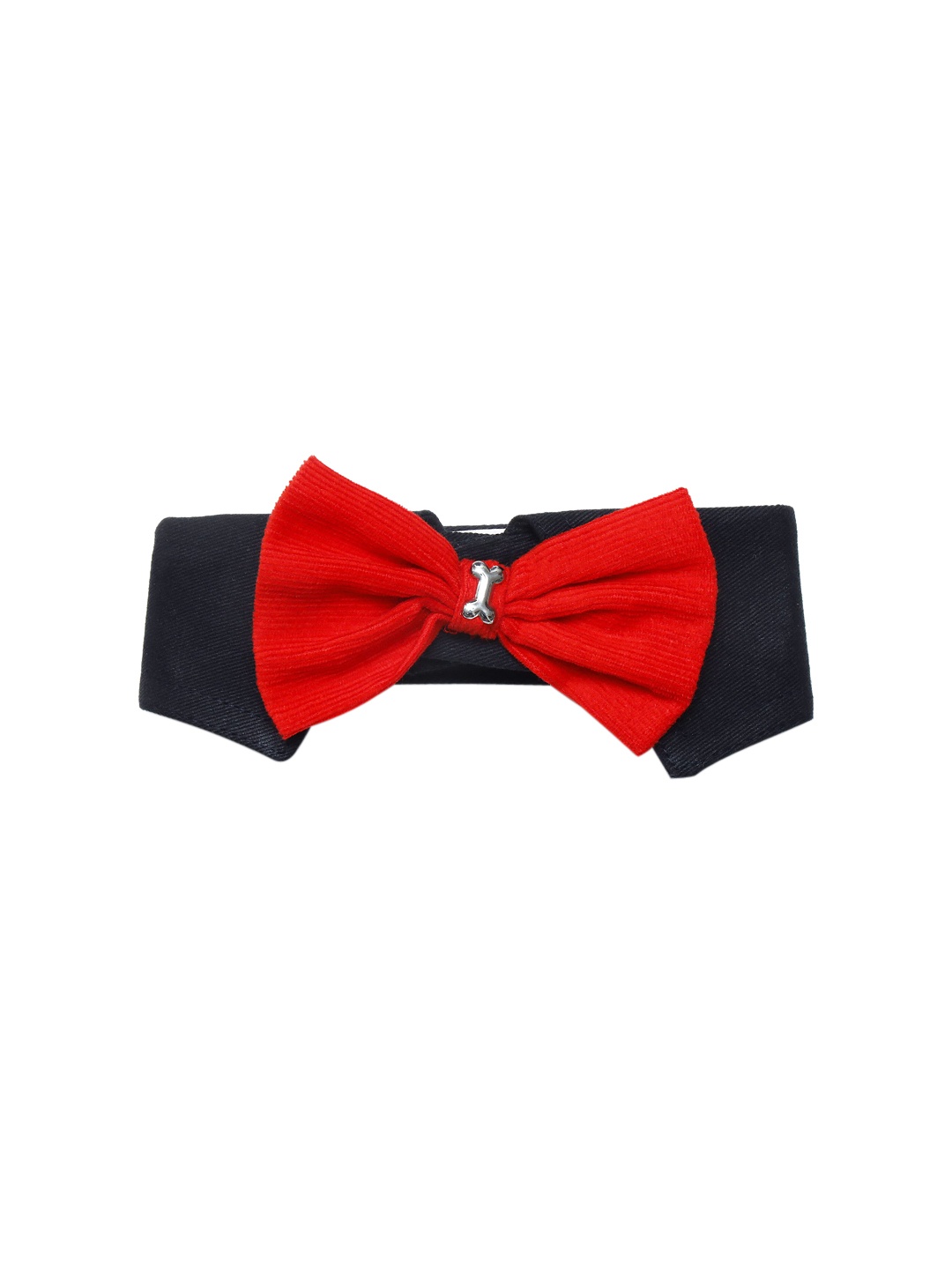 

Dchica Paws Unisex Black & Red Solid Handmade Cotton Dog Bow Tie