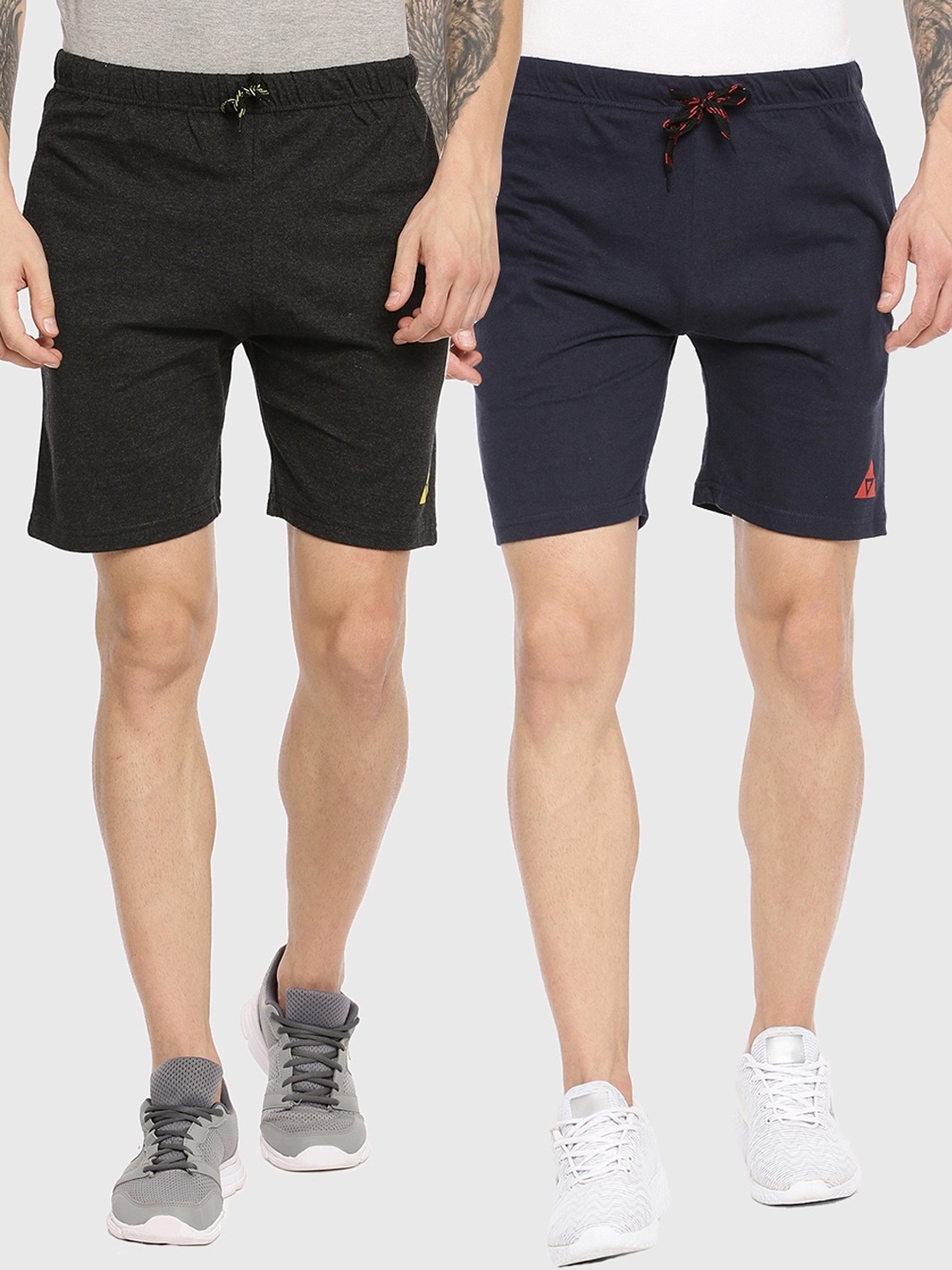 

ARDEUR Men Pack of 2 Navy Blue Sports Shorts