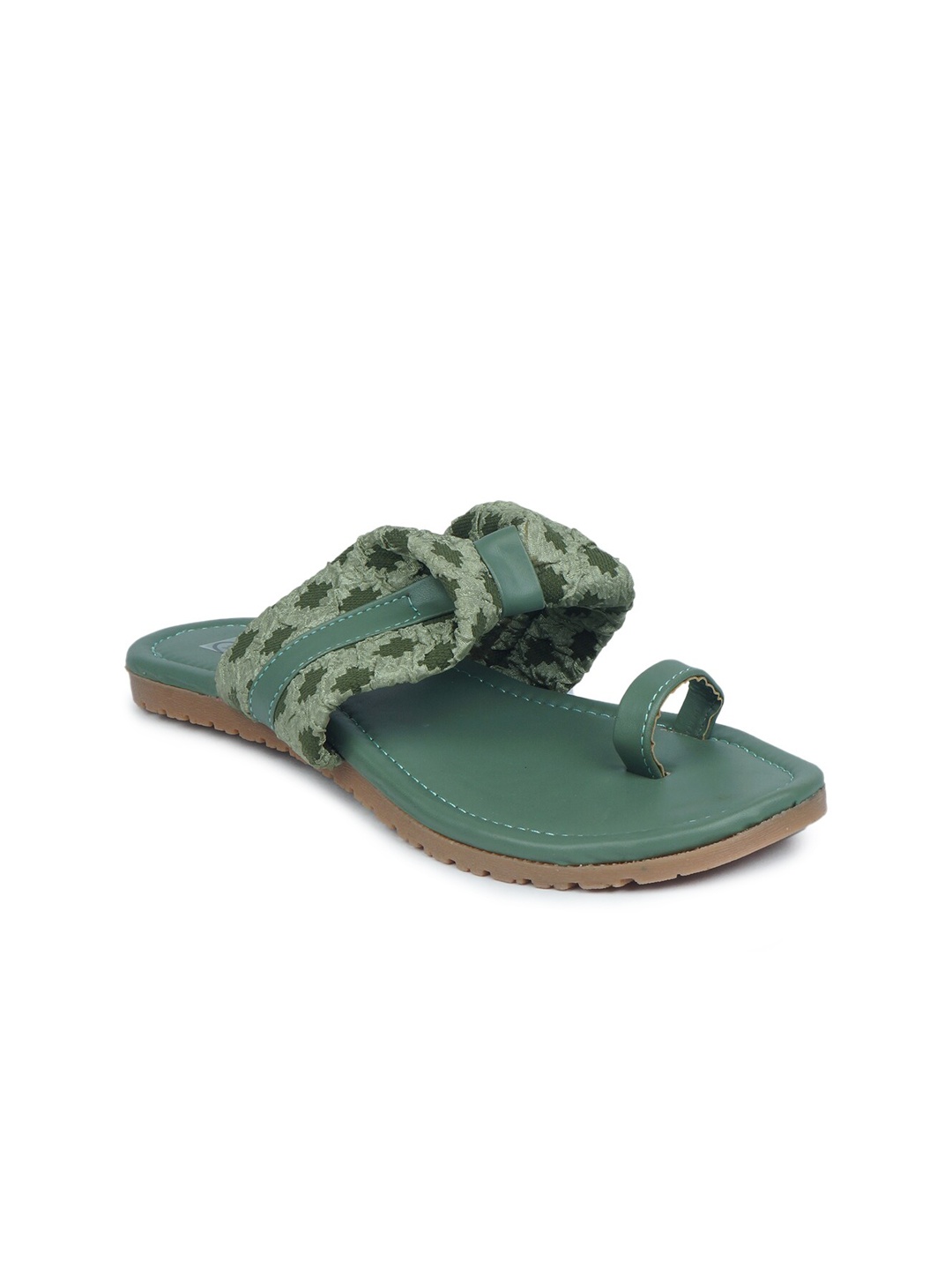 

The Desi Dulhan Women Green Ethnic One Toe Flats with Bows