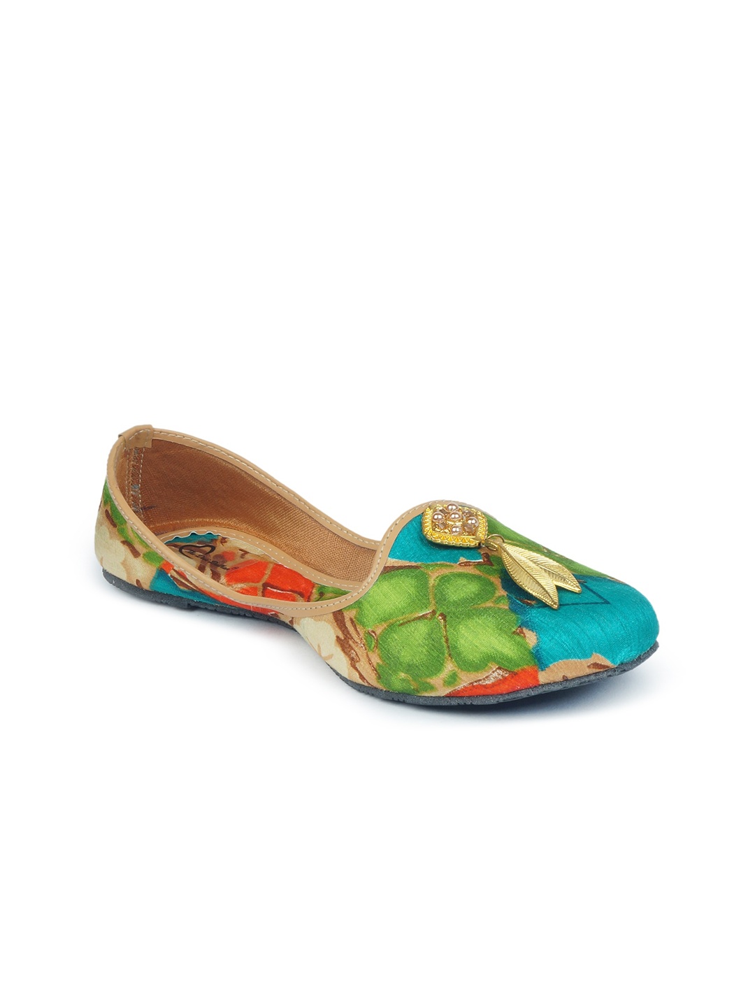 

The Desi Dulhan Women Green Printed Ethnic Ballerinas Flats