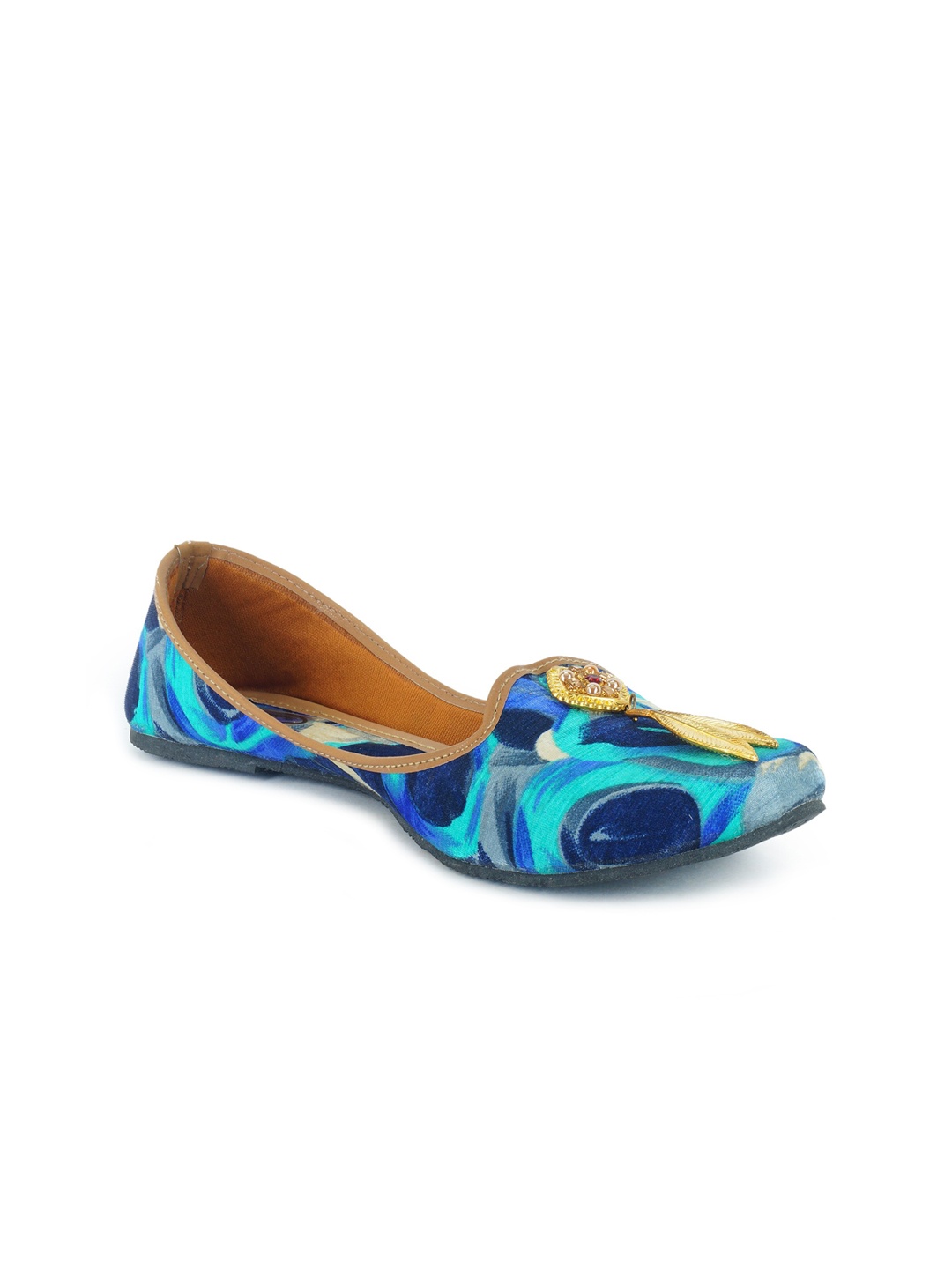 

The Desi Dulhan Women Blue Embellished Mojaris Flats