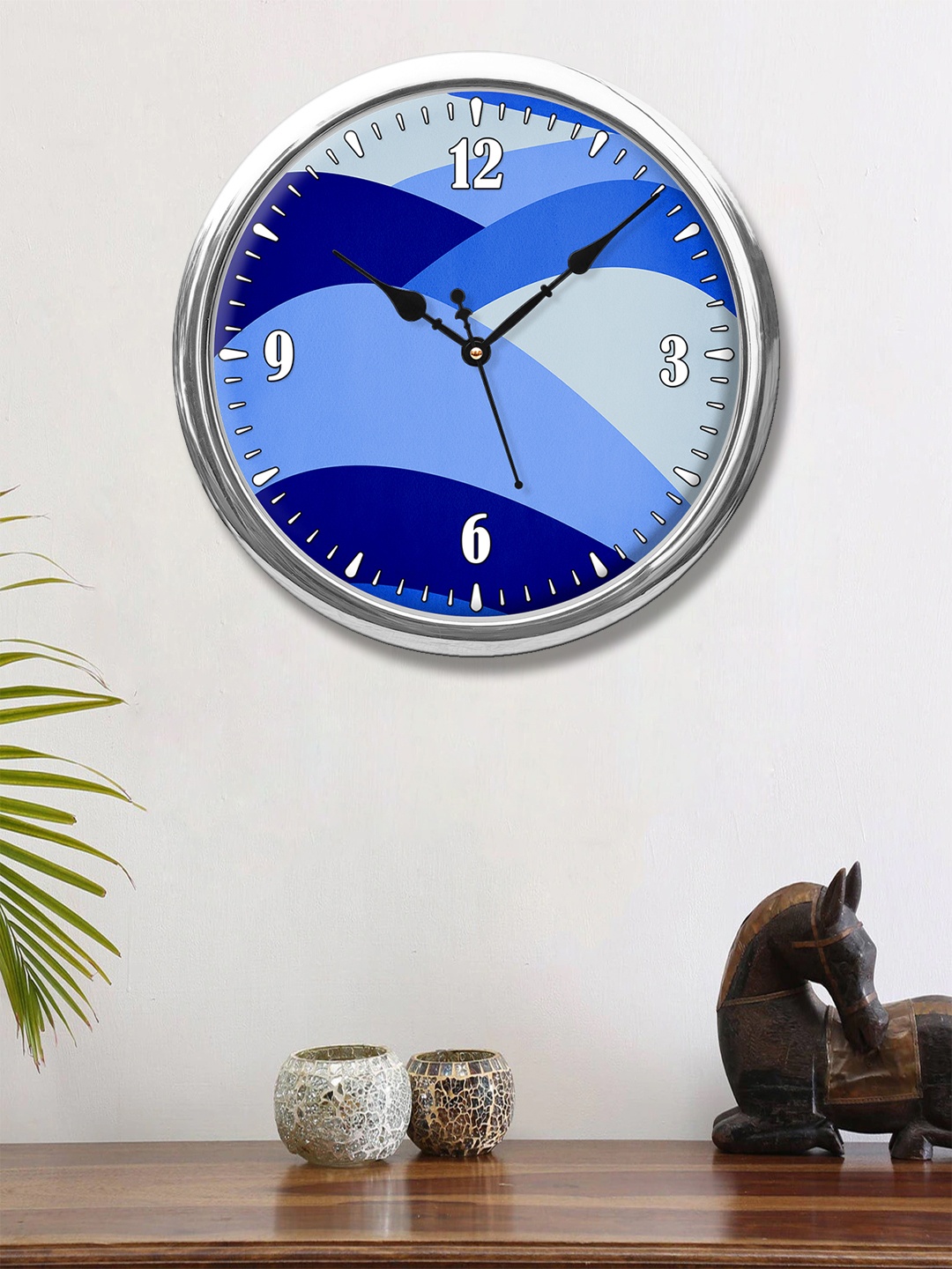 999Store Blue & White Abstract Contemporary Wall Clock