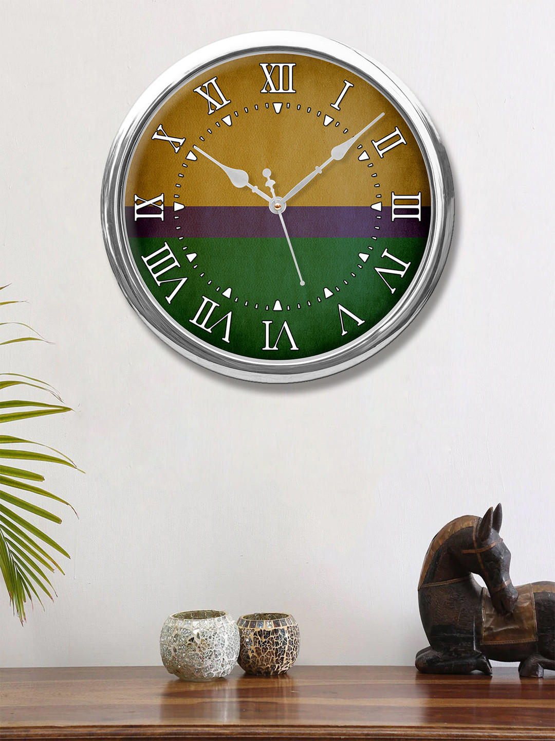 

999Store Mustard & Violet Printed Contemporary Wall Clock