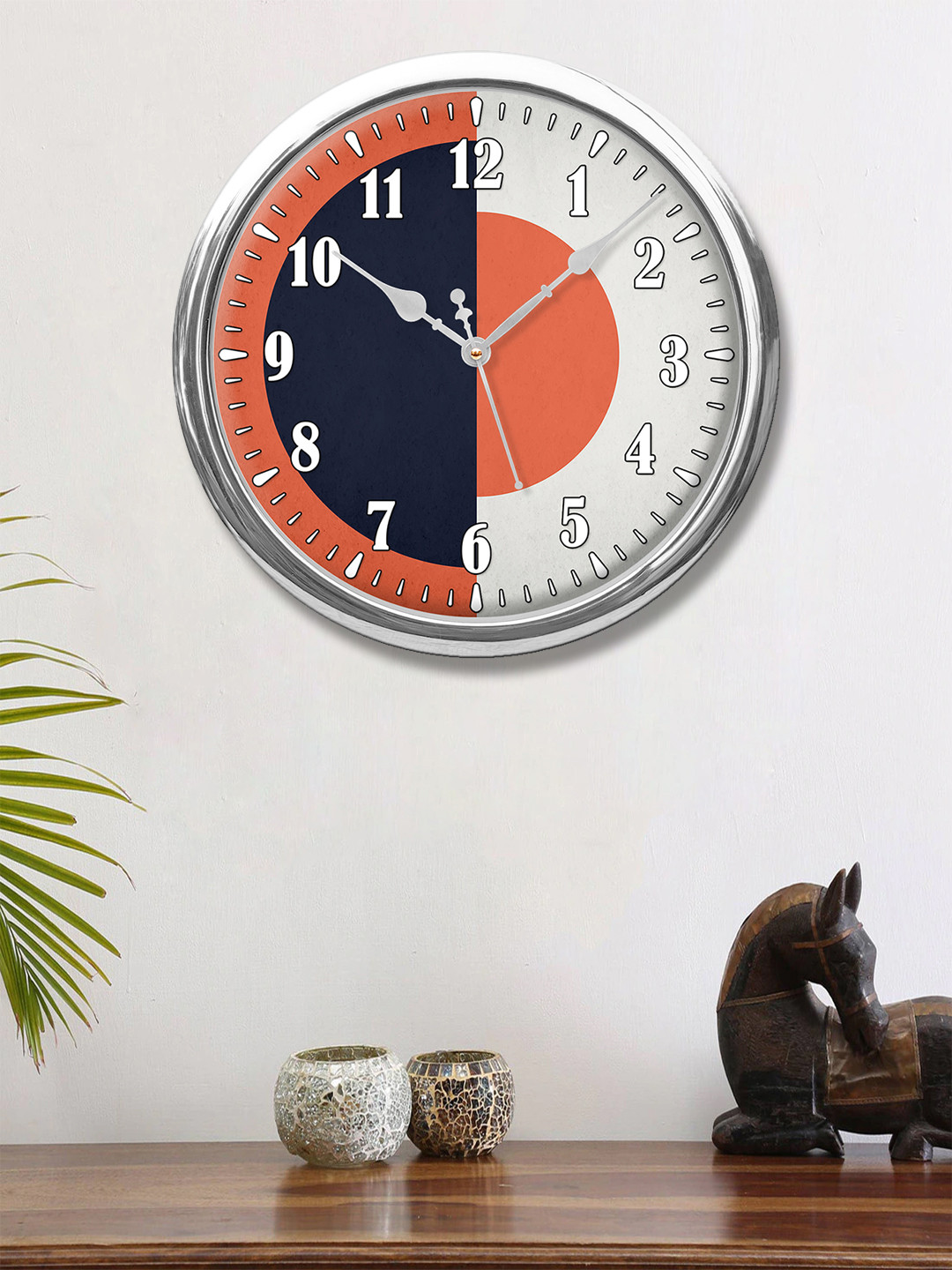 

999Store Grey & Navy Blue Printed Contemporary Wall Clock