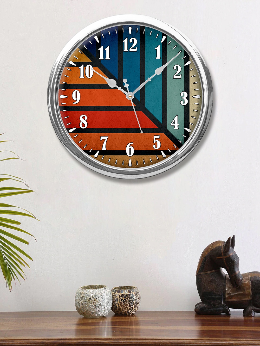 

999Store Blue & Red Printed Contemporary Wall Clock