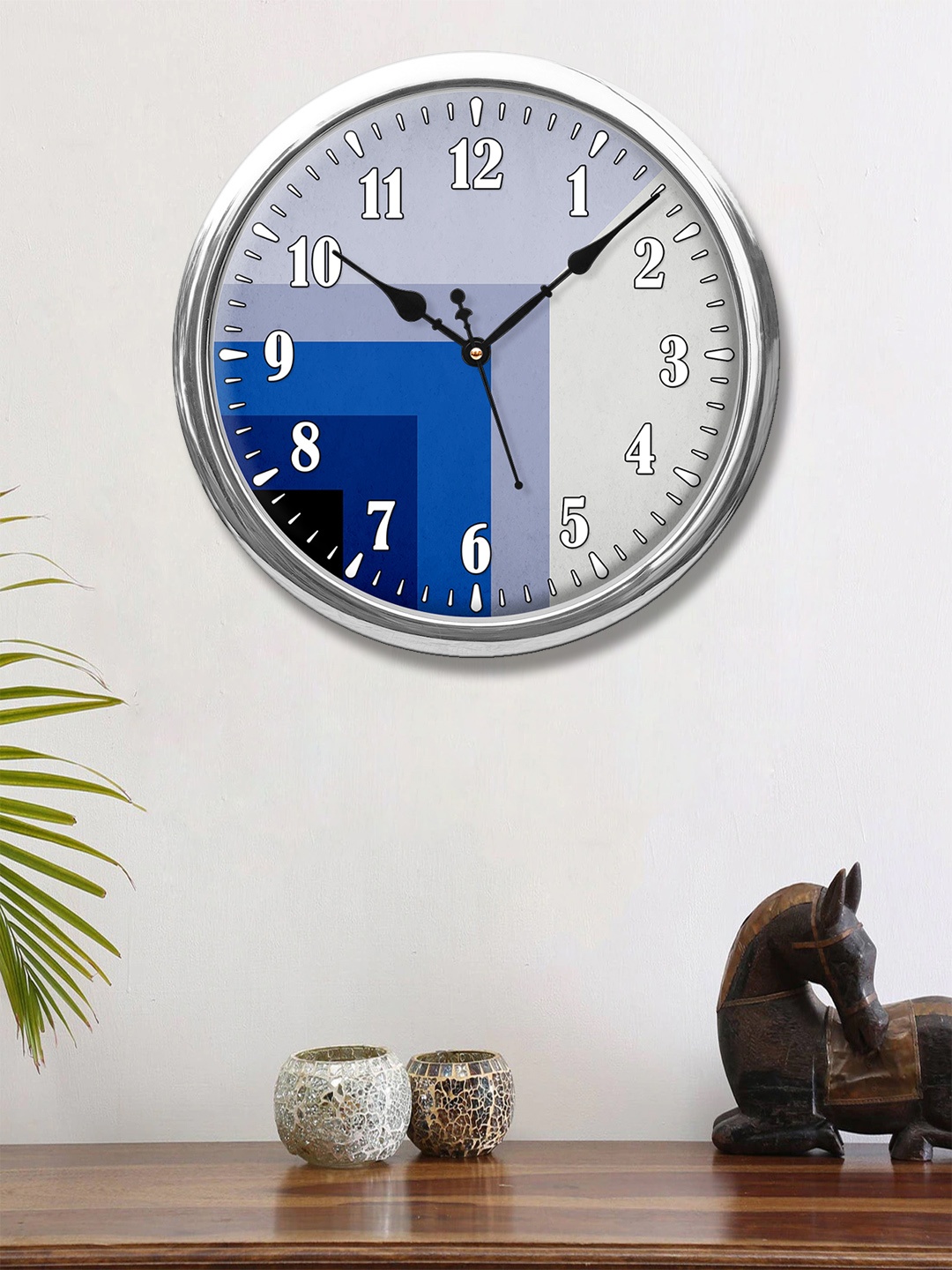 

999Store Blue & Grey Printed Contemporary Wall Clock