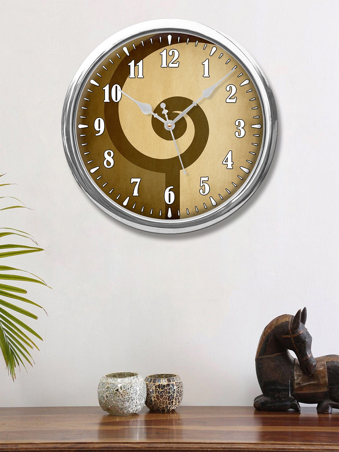 

999Store Brown & Beige Abstract Printed Contemporary Wall Clock 30 cm