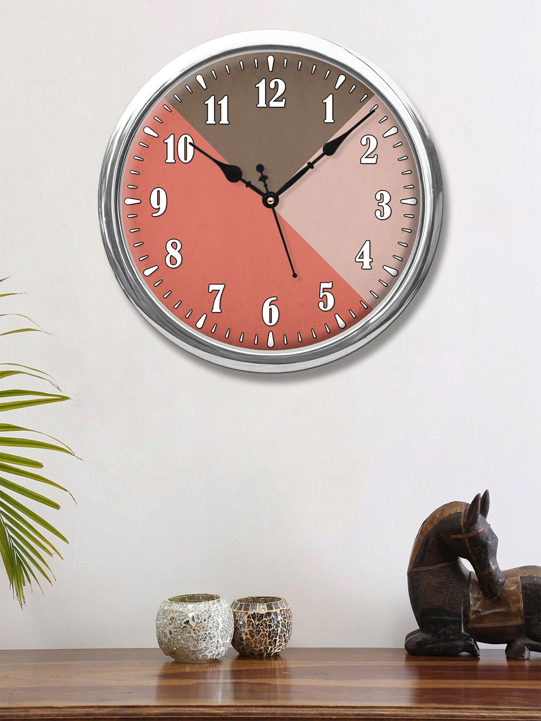 

999Store Pink & Brown Printed Traditional Wall Clock