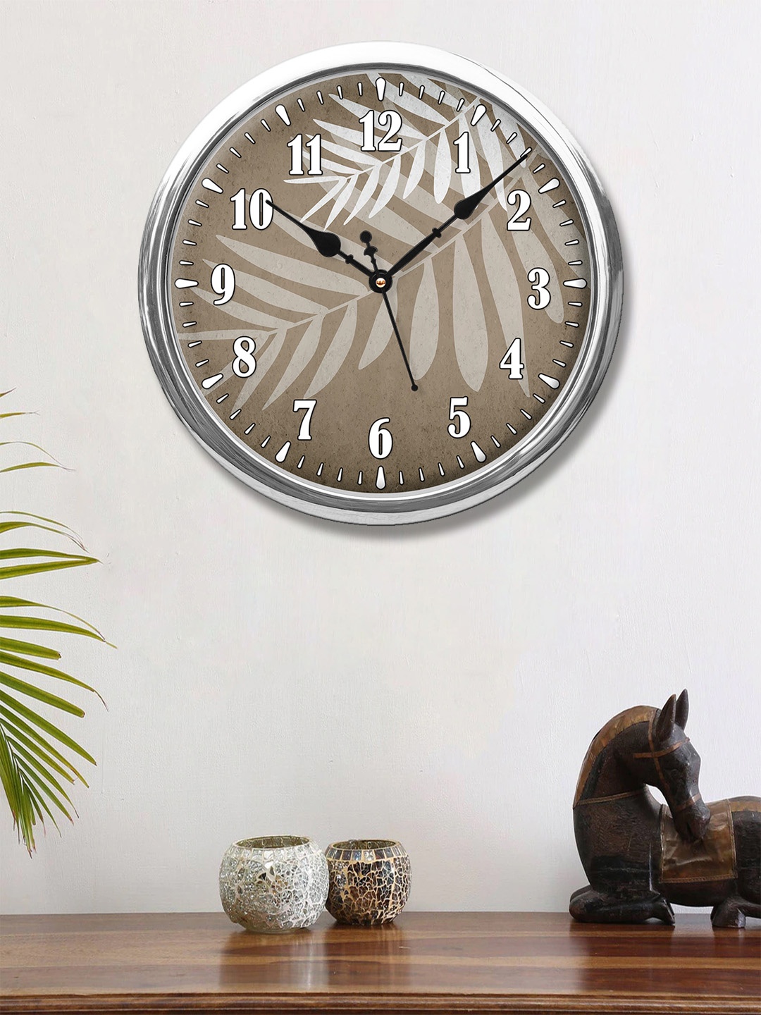 

999Store Brown & Grey Printed Contemporary Wall Clock