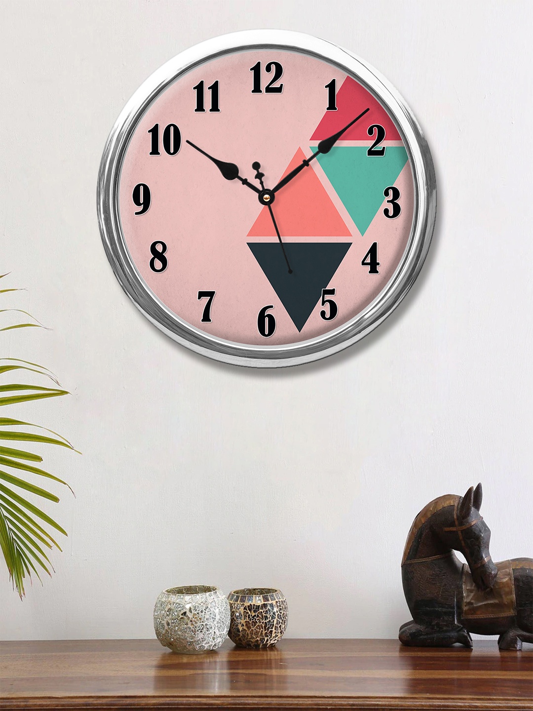 

999Store Multicolour Abstract Printed Round Analogue Wall Clock, Multi