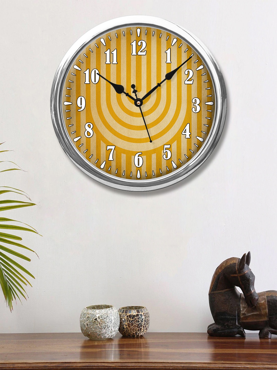 

999Store Yellow & White Printed Contemporary Wall Clock