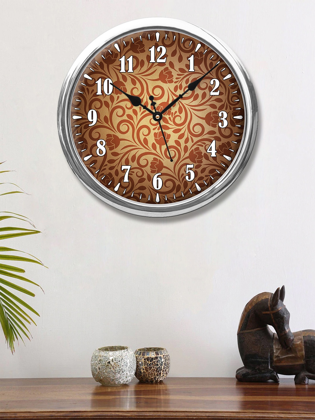 

999Store Brown & Beige Printed Contemporary Wall Clock