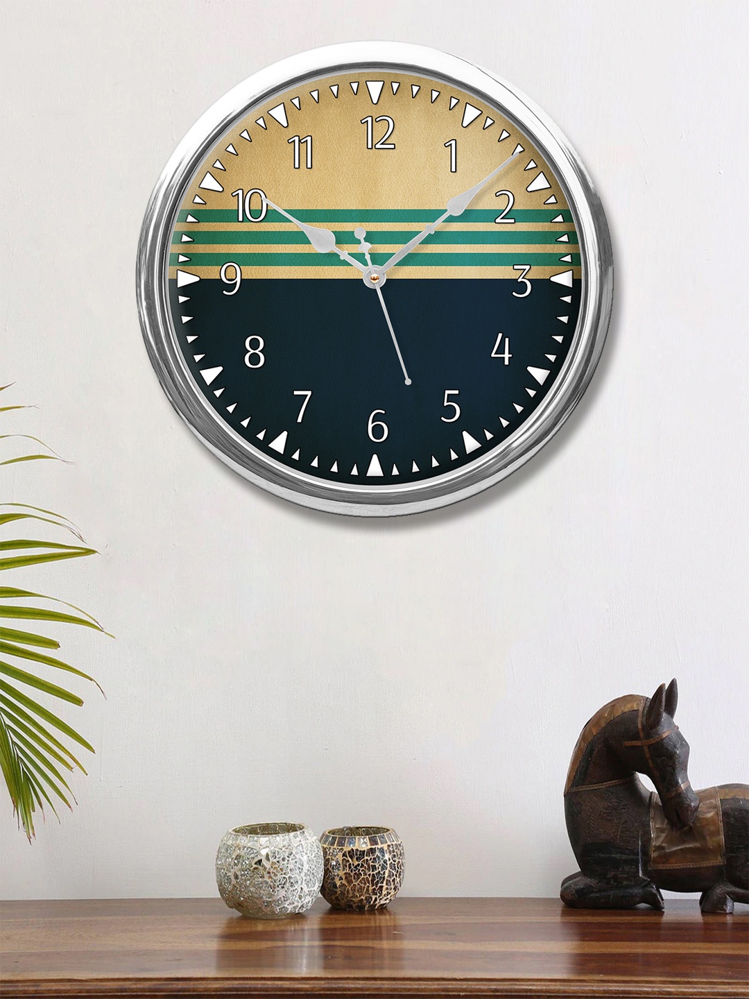 

999Store Black & Green Printed Contemporary Wall Clock 30 cm
