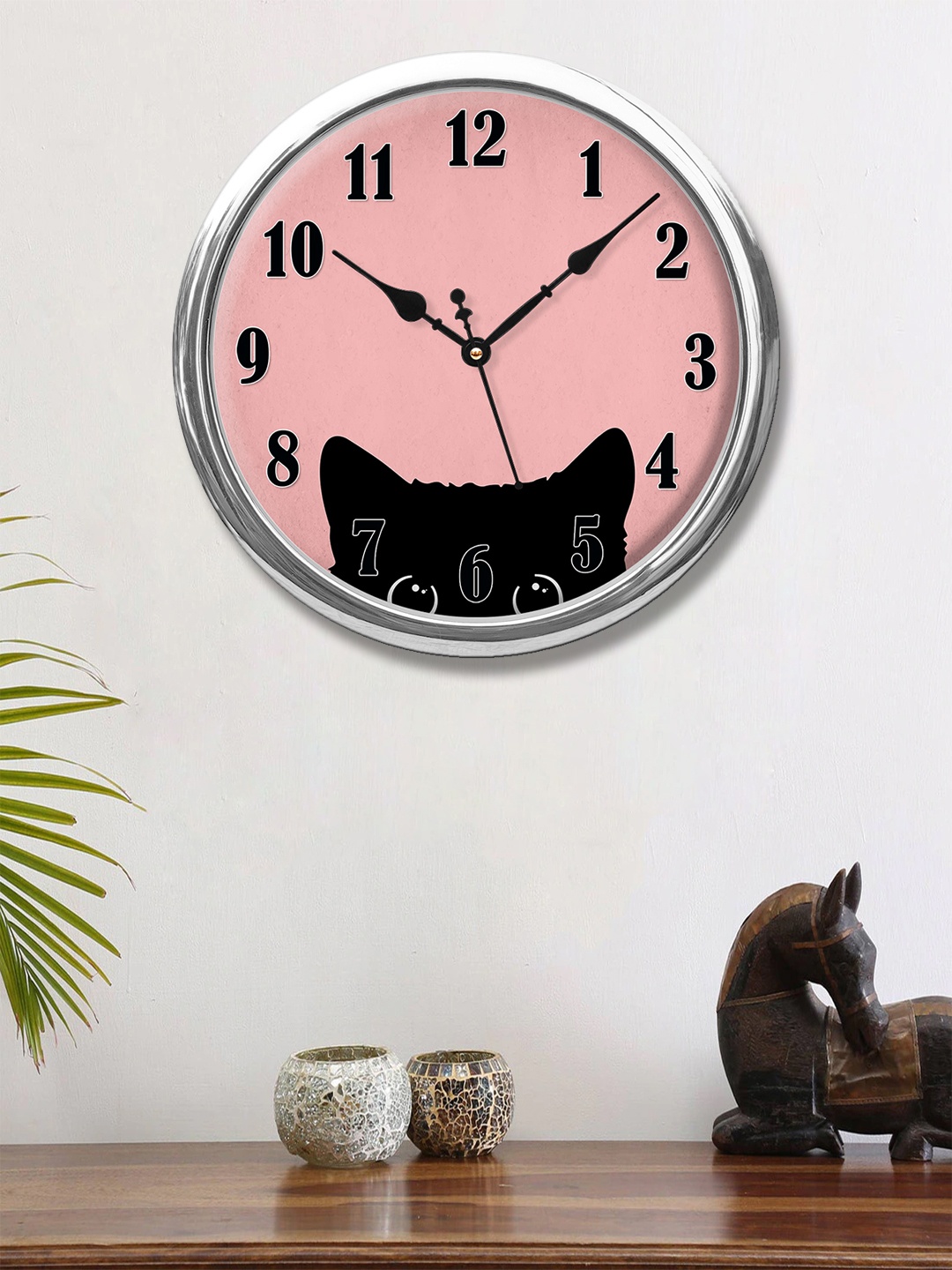 

999Store Pink & Black Printed Contemporary Wall Clock