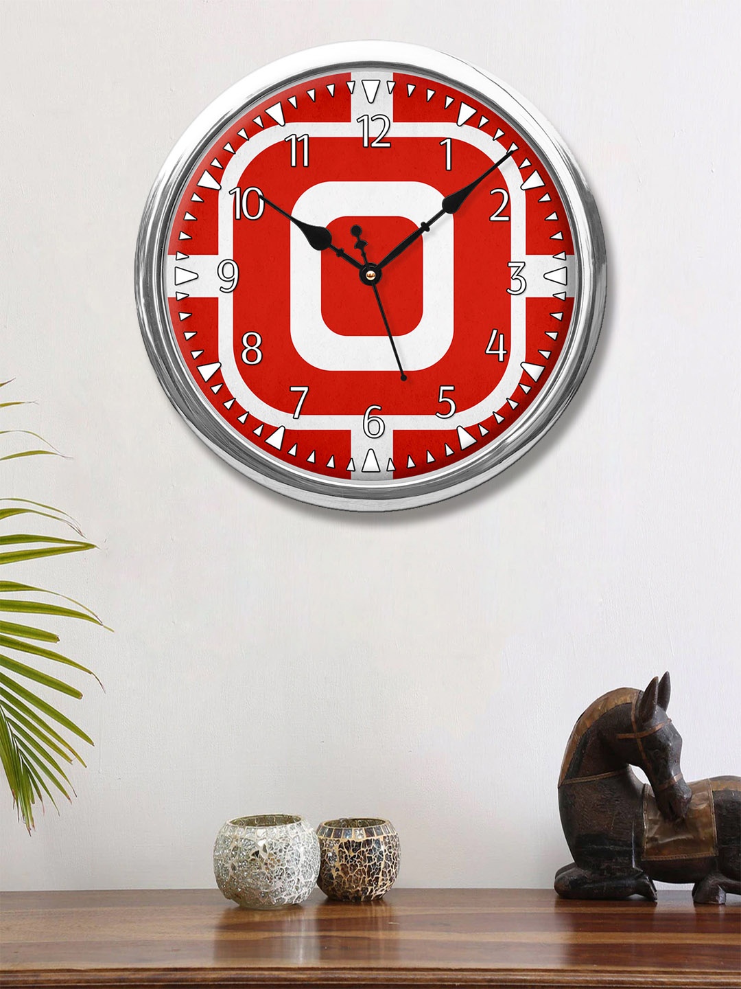 

999Store Red & White Printed Traditional Wall Clock