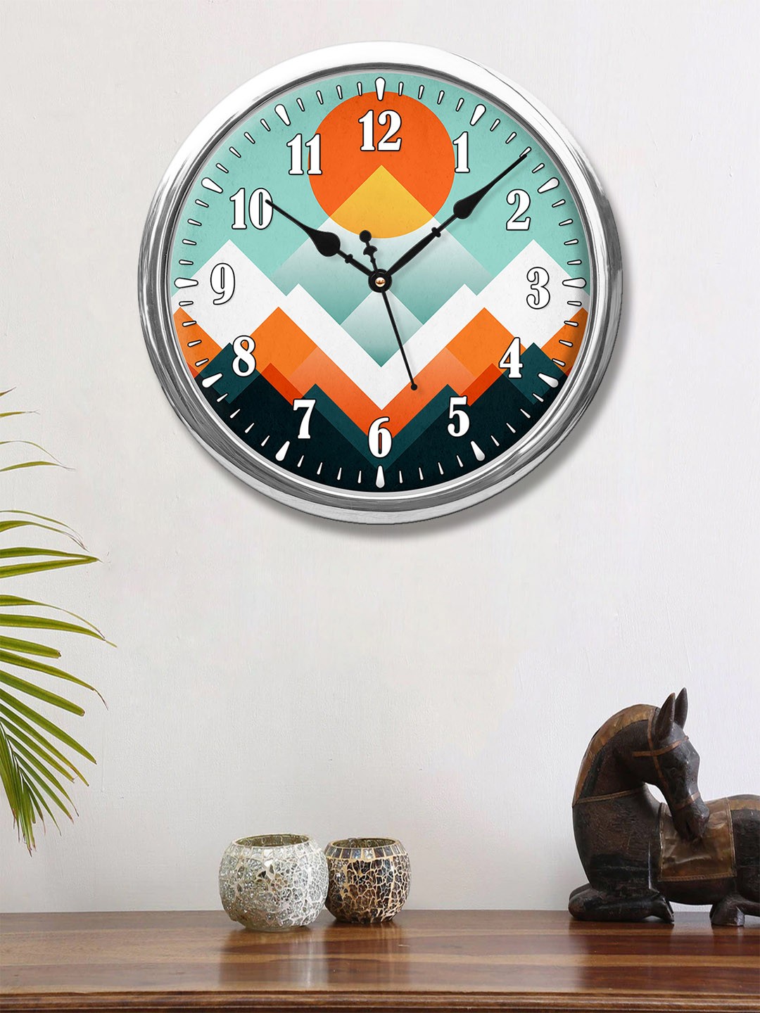 

999Store Blue & White Geometric Printed Contemporary Wall Clock 30 cm