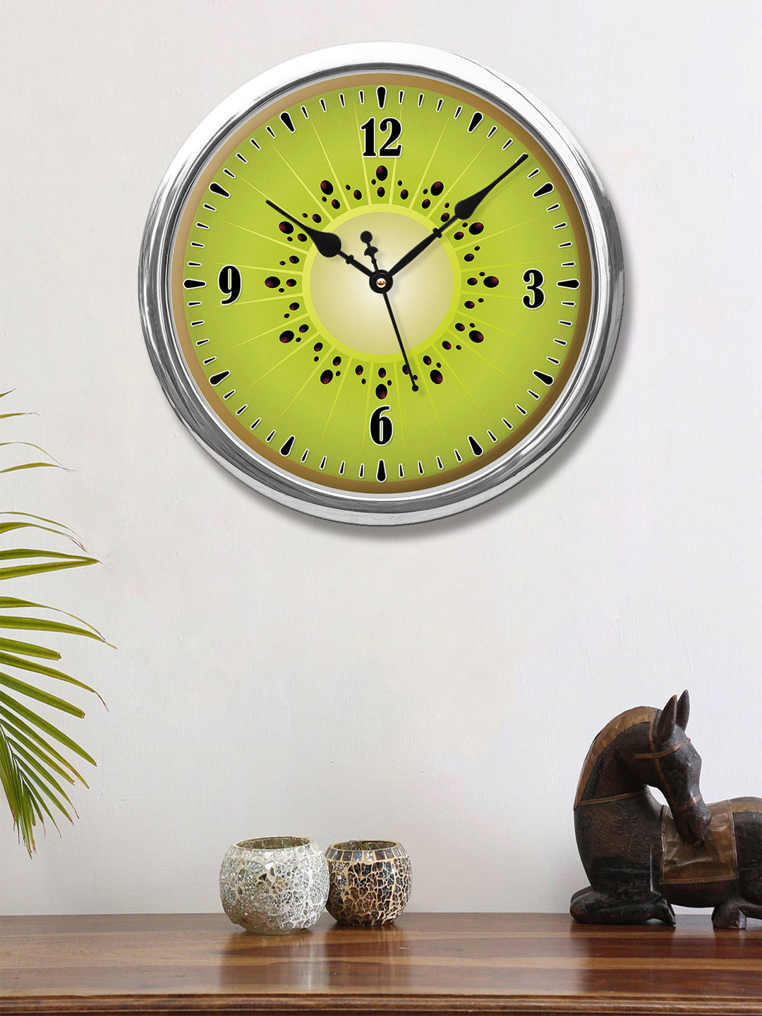 

999Store Green & Black Printed Contemporary Wall Clock