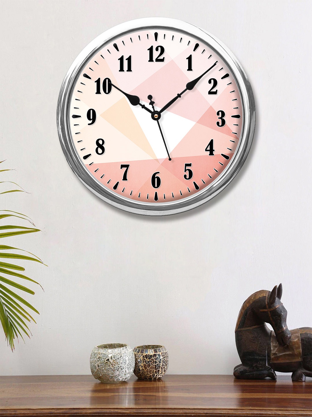 

999Store Pink & White Printed Contemporary Wall Clock