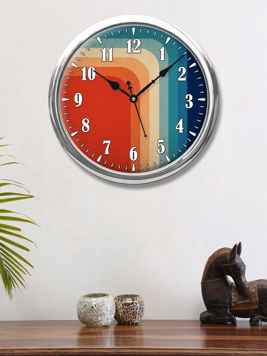 

999Store Red & Beige Printed Contemporary Wall Clock