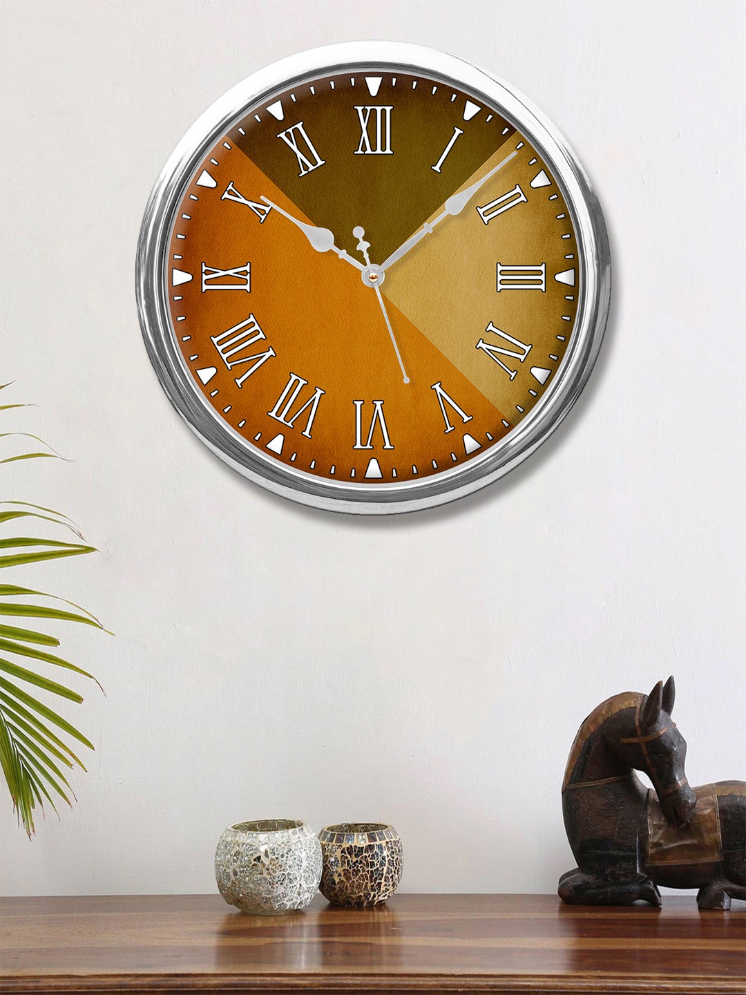 

999Store Brown & Orange Printed Traditional Wall Clock