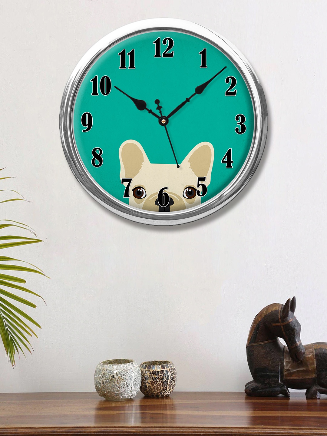 

999Store Green & Black Printed Contemporary Wall Clock