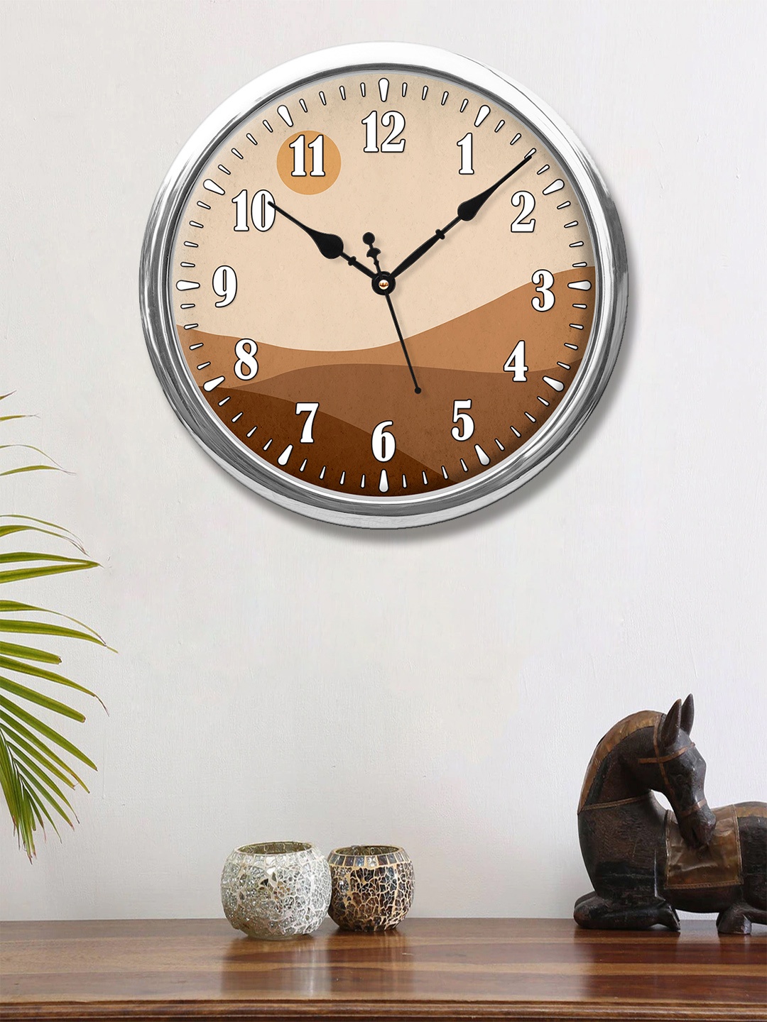 

999Store Brown & Beige Printed Contemporary Wall Clock