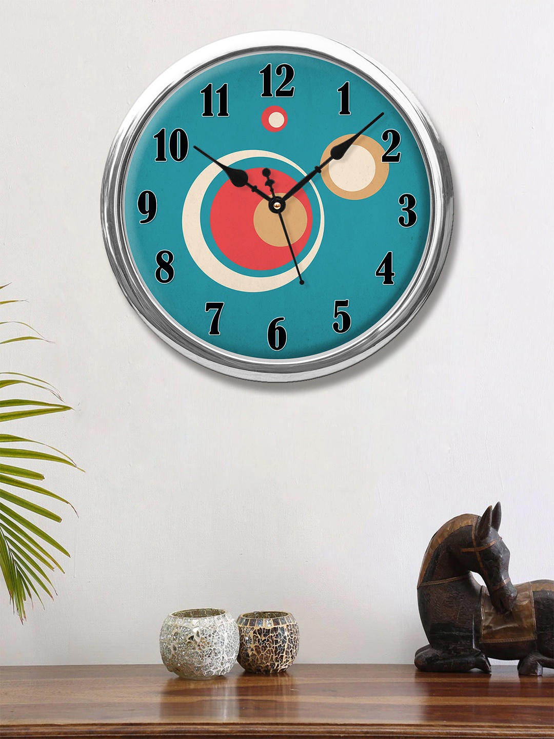 

999Store Blue & Red Printed Contemporary Wall Clock