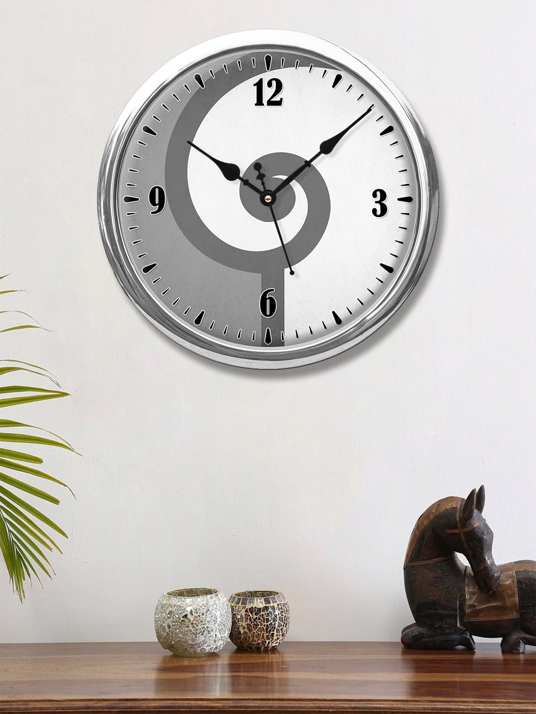 999Store Grey & White Printed Contemporary Wall Clock