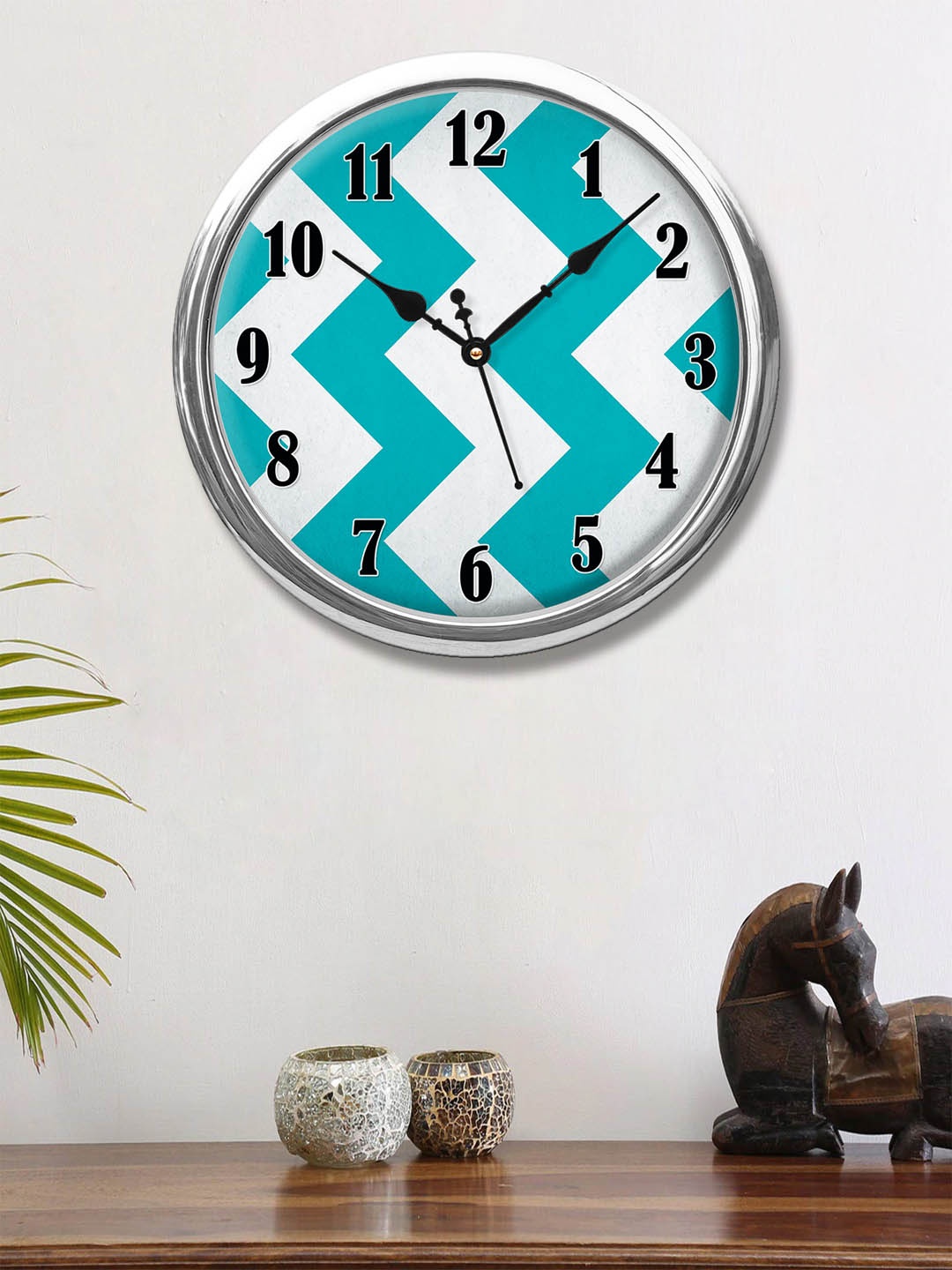 

999Store Blue & White Printed Contemporary Wall Clock