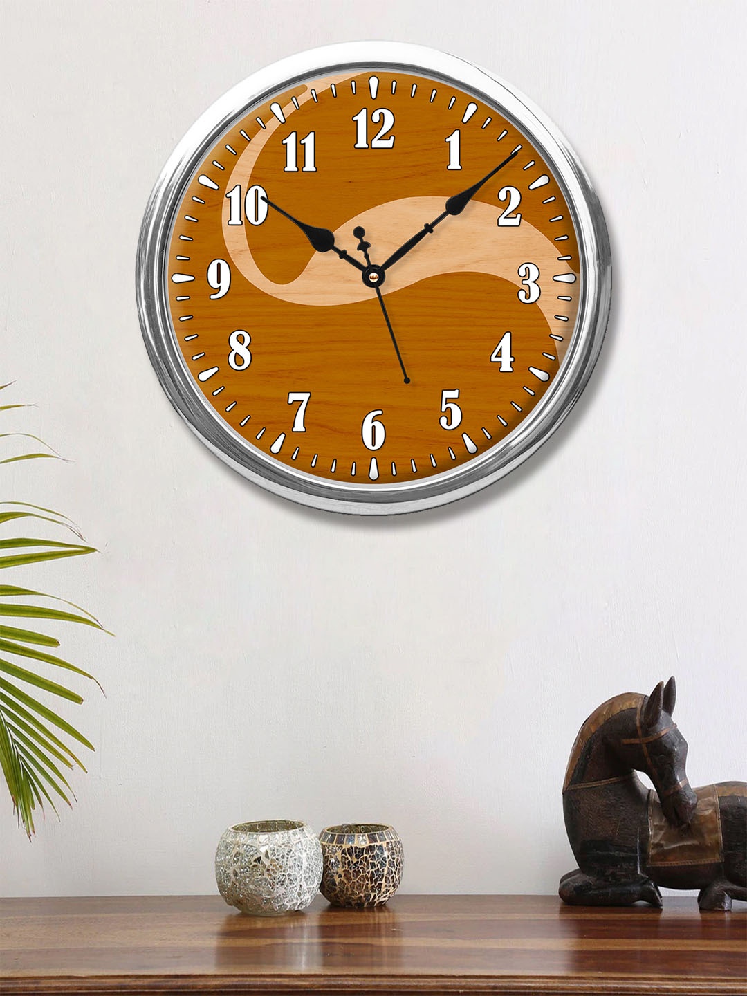 

999Store Brown Printed Contemporary Wall Clock