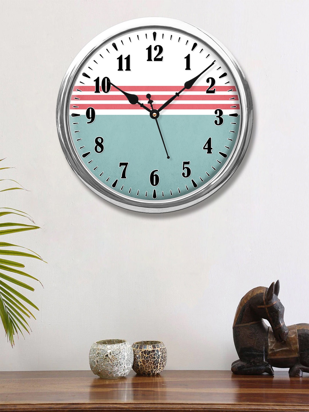 

999Store Green & White Printed Contemporary Wall Clock