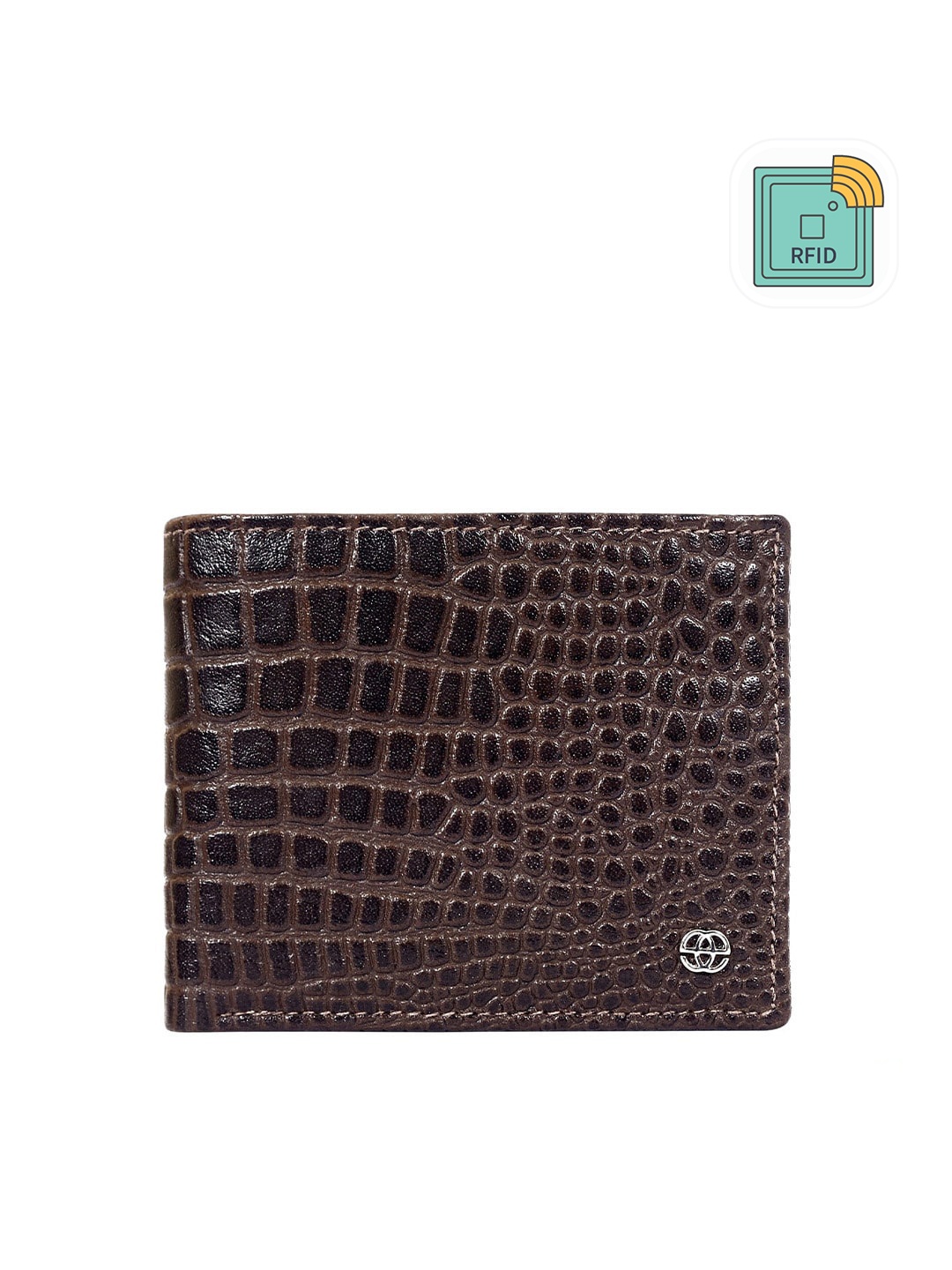 

Eske Men Brown Textured Leather Two Fold Wallet