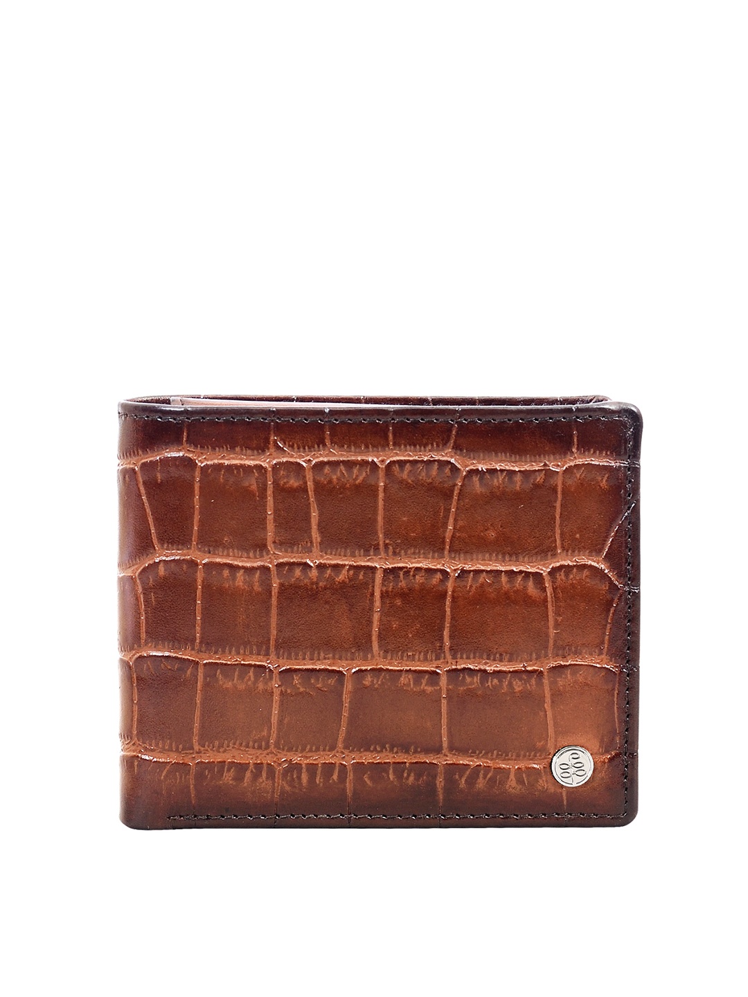 

Eske Men Tan Textured Leather Two Fold Wallet