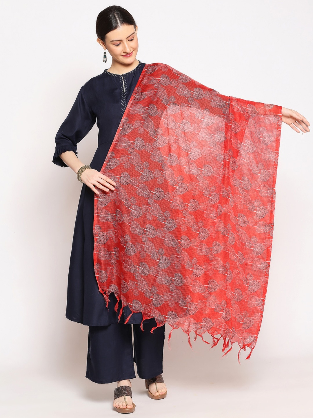 

Dupatta Bazaar Red & White Printed Dupatta