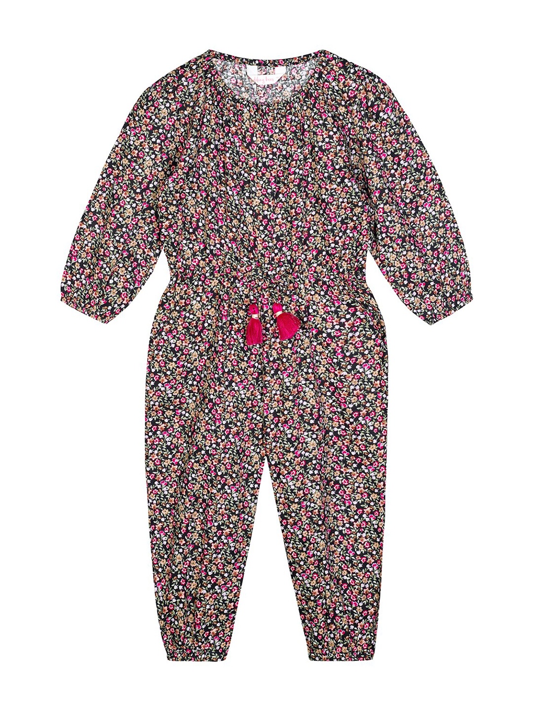 

Budding Bees Girls Black & Pink Printed Basic Jumpsuit