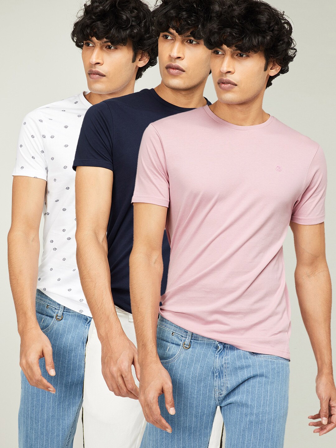 

Bossini Men Pack of 2 Cotton T-shirt, Pink