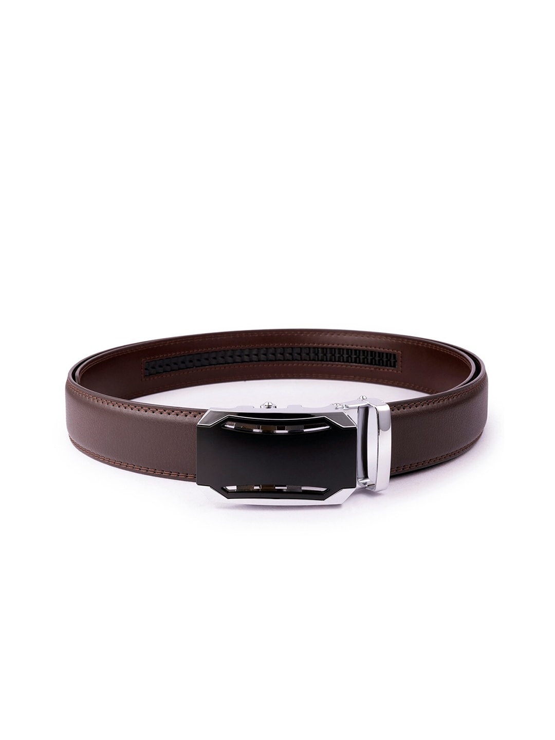 

BANGE Men Brown Textured Leather Formal Belt