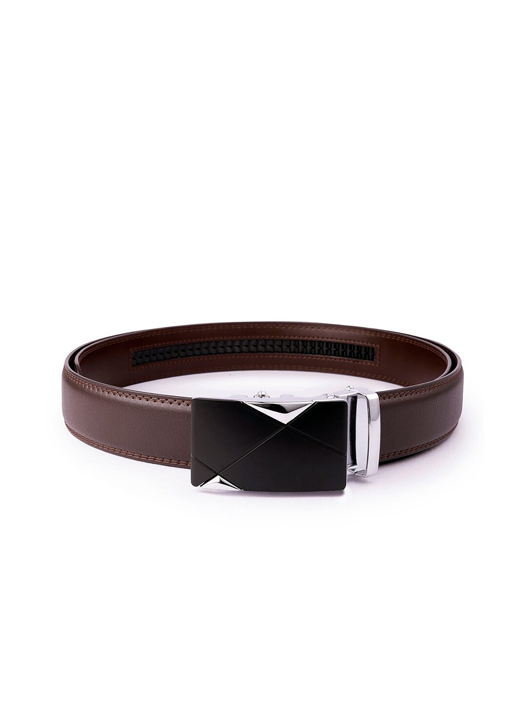 

BANGE Men Brown Textured Leather Formal Belt
