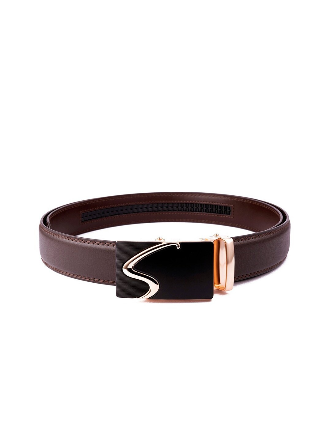 

BANGE Men Brown Textured Leather Formal Belt