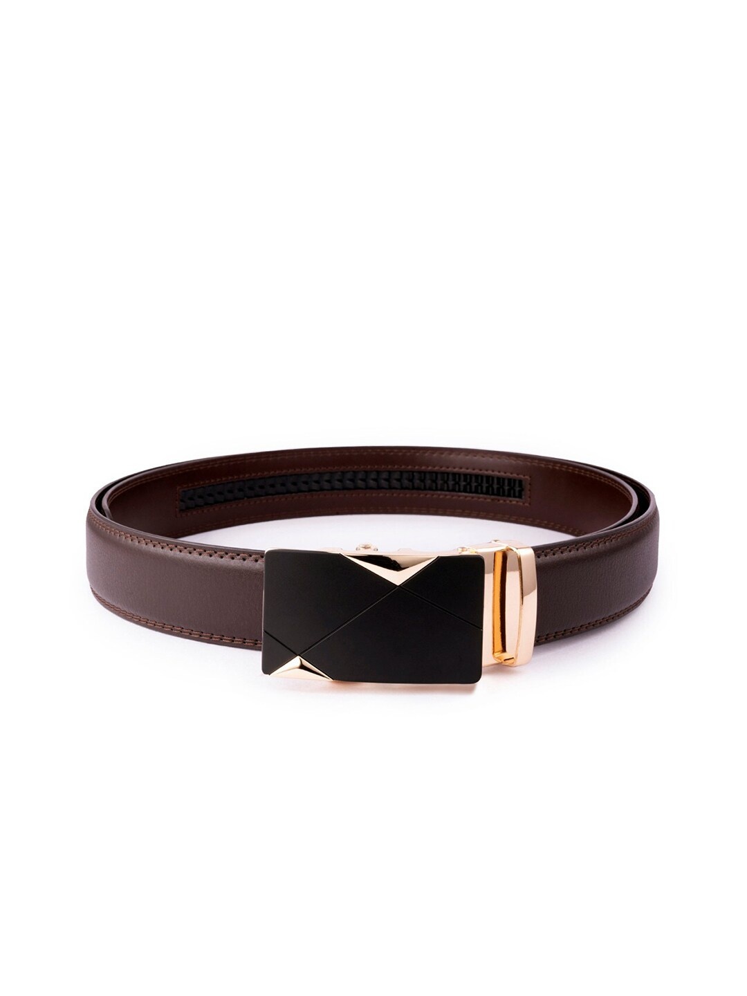 

BANGE Men Brown Textured Leather Belt