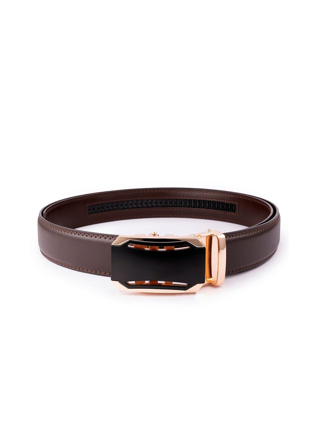 

BANGE Men Brown Textured Leather Formal Belt