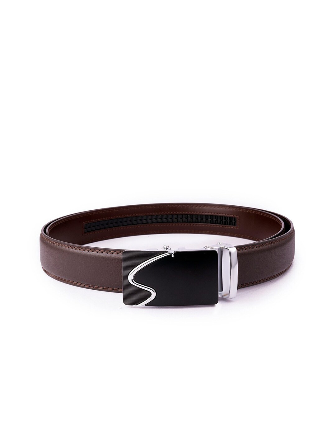 

BANGE Men Brown Textured Leather Formal Belt