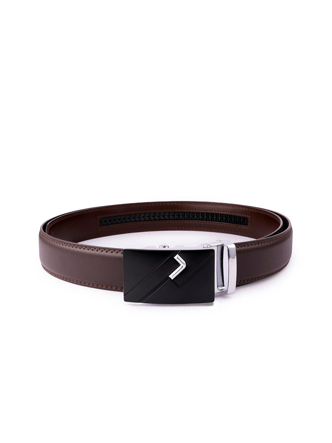 

BANGE Men Brown Textured Leather Belt