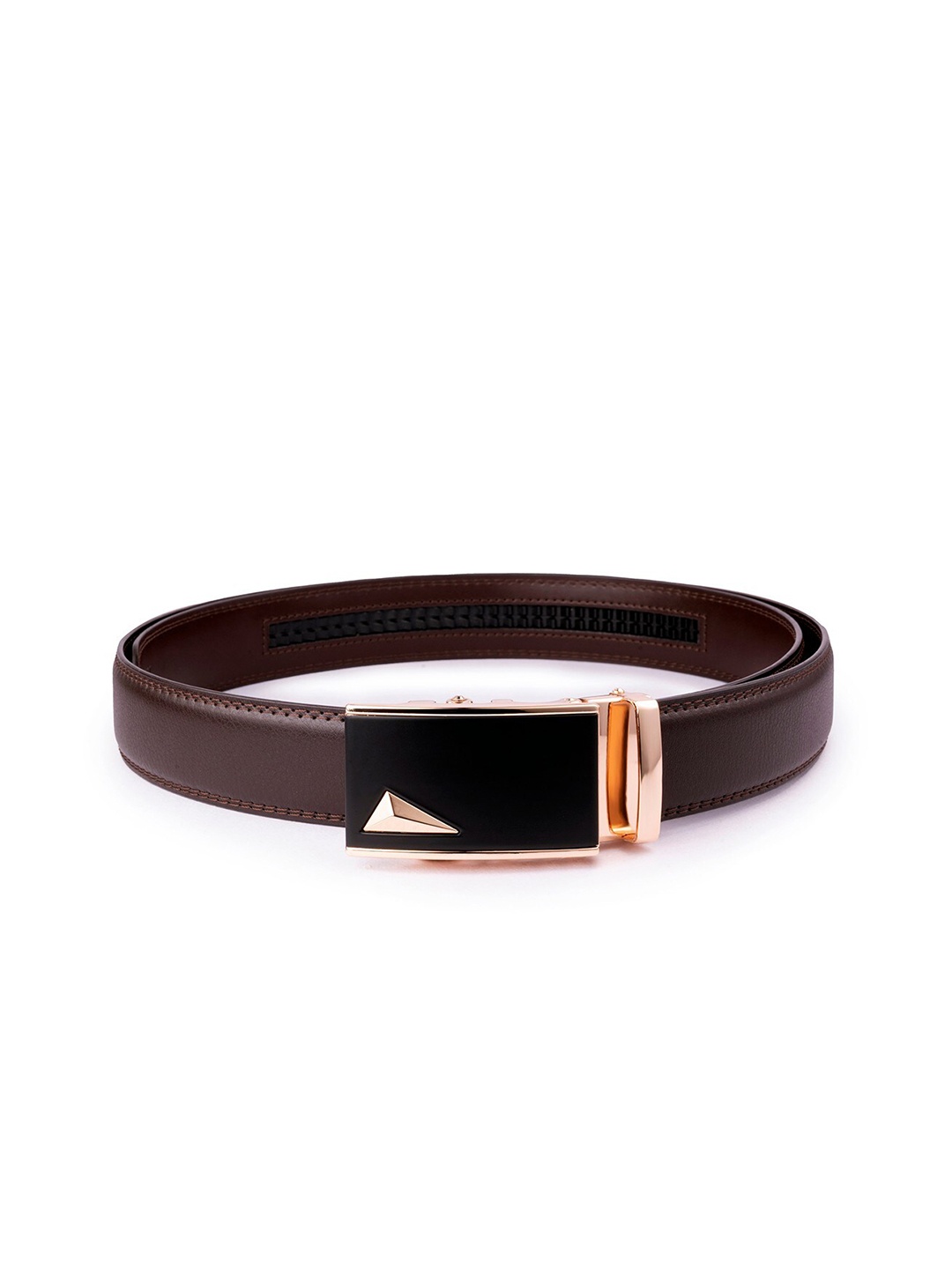 

BANGE Men Brown Textured Leather Formal Belt