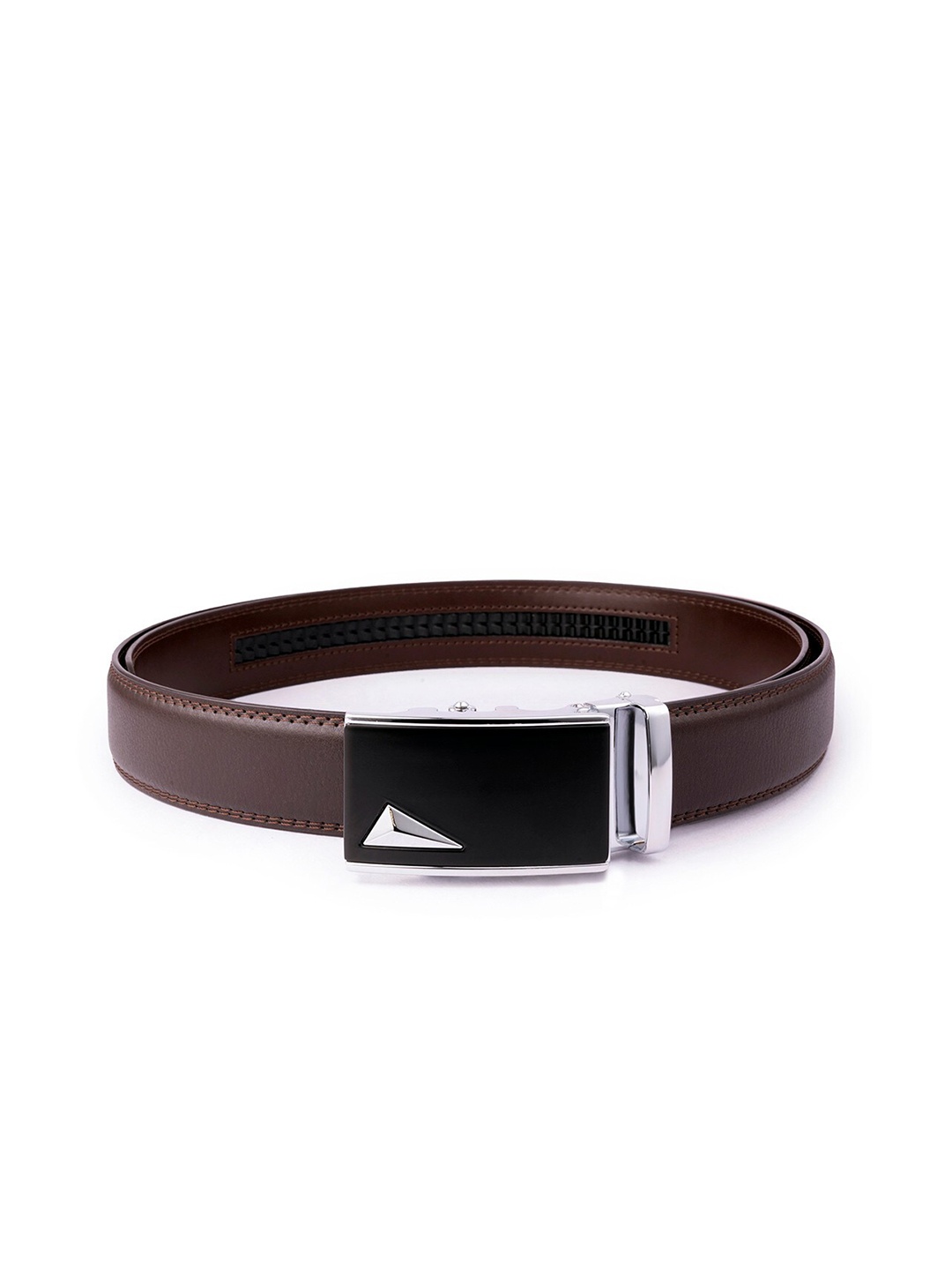 

BANGE Men Brown Textured Leather Formal Belt